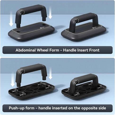 2-in-1 Push-Up Bar and Ab Roller for Men - Lightweight Portable Pushup Handles, Perfect Pushups Equipment, Ab Wheel Roller for Abs Workout - Ideal Push Up Stand and Exercise Wheel Combo - Home Gym Fitness Equipment, Core Trainer, Upper Body Workout Gear,  in Saudi Arabia