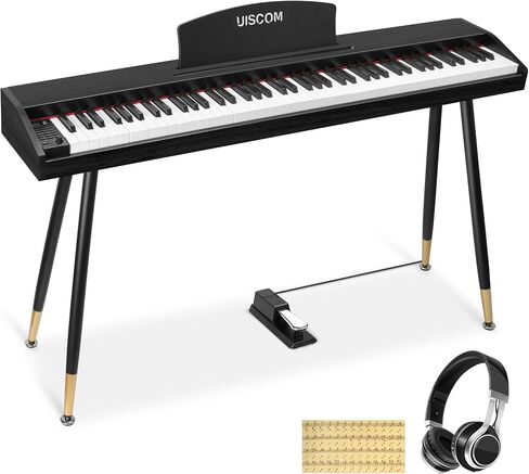 Digital Piano 88 Key Semi-Weighted Keyboard for Beginners,Full Size Wooden Electric Piano Keyboard Supports USB-MIDI Connection,with Power Adapter,Pedal,Headphone,Cover,Clip,and Stickers in Saudi Arabia