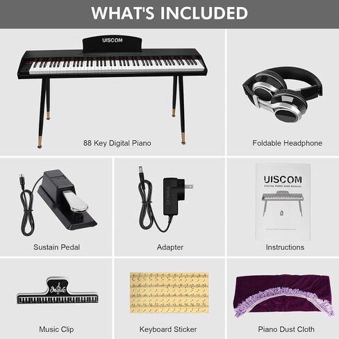 Digital Piano 88 Key Semi-Weighted Keyboard for Beginners,Full Size Wooden Electric Piano Keyboard Supports USB-MIDI Connection,with Power Adapter,Pedal,Headphone,Cover,Clip,and Stickers in Saudi Arabia