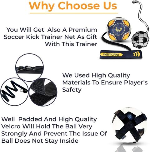 حزام تدريب كرة القدم المنفرد لمعدات التدريب على رمي كرة القدم للأطفال الشباب مع حزام خصر قابل للتعديل يناسب حجم الكرة 3 4 5 in Kuwait