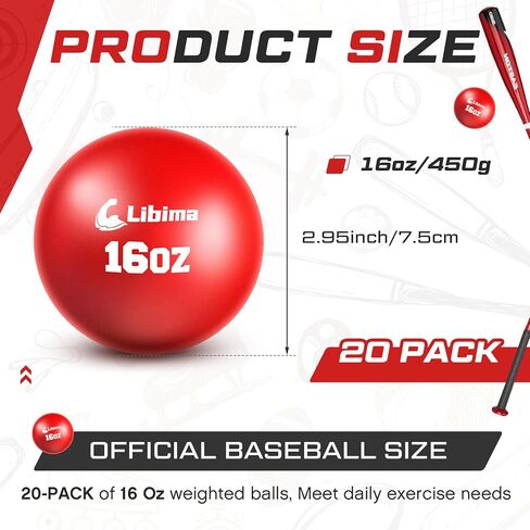 20 Pcs Weighted Training Baseballs and Softballs Practice Heavy Balls for Trainer Baseball Training Balls for Pitching Hitting Improve Power Equipment, Red in Saudi Arabia