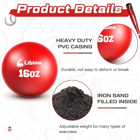 20 Pcs Weighted Training Baseballs and Softballs Practice Heavy Balls for Trainer Baseball Training Balls for Pitching Hitting Improve Power Equipment, Red in Saudi Arabia