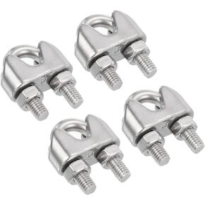 4 Pack Wire Rope Clamp - 5/16" Wire Cable Clip Fastener, Apply to Outdoor