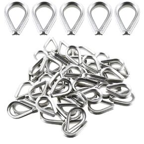 50pcs M2 Stainless Steel Cable Thimbles for 1/16" and 3/32" Wire Rope Cable Rope Clamps Clips