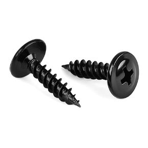 #10 x 1-1/4" Wood Screws Truss Head Fast Self Tapping Screws, Black Finish, Alloy Steel, 100 PCS
