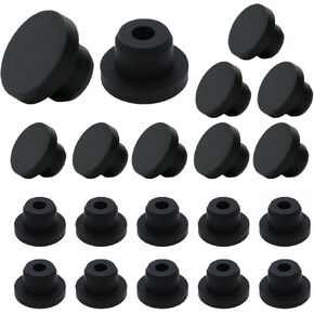 LC LICTOP Silicone Rubber Hole Plug Soft Flexible Stopper for 9/16" Hole Black 20pcs