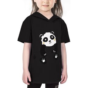 Girts Boys Tees with Zipper Pocket, Cute Panda Cotton T-Shirt Short Sleeve Tops for Kids，UV Protection Hoodies 3-10 Years in Kuwait