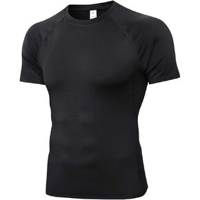 Mens Compression Shirt, Short Sleeve Athletic Compression Shirt Men, Cool Dry Workout Gym T Shirt, Undershirts Running Tops