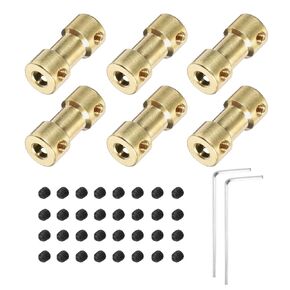 MECCANIXITY 6pcs 2mm to 5mm Brass Shaft Coupling Joint Connector with Screws and Hex Wrench Flexible Motor Shaft Coupler for Car Wheels Tires Shaft Motor