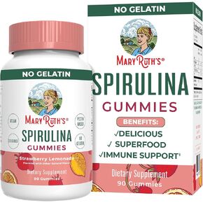 MaryRuth Organics Spirulina Gummies Made with Organic Spirulina | Superfood Gummies for Ages 14+ | Vegan | Non-GMO | 90 Count