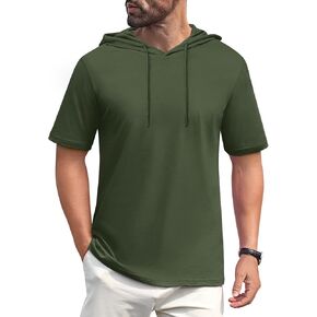 EKLENTSON Mens Short Sleeve Hoodies Workout Muscle Gym Hooded T-Shirts Cotton Athletic Lightweight Sweatshirt Pullover