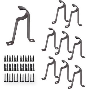 AddGrace 9 Pieces Single Curtain Rod Brackets for 1 inch Rod Metal Curtain Rod Holder (Black)