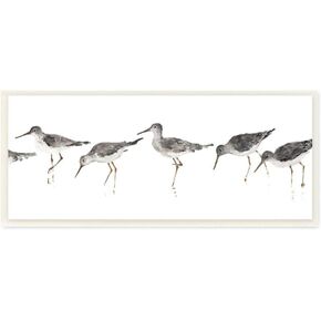 Stupell Industries Beach Bird Sandpipers Minimal Grey White Painting, Designed by Avery Tillmon Art, 7x17, Wall Plaque