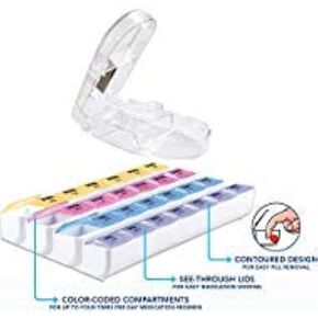 Carex Pill Organizer and Pill Cutter Combo Kit - Weekly Medicine Organizer Pill Case with Pill Cutter - 7 Day Pill Organizer and Pill Cutter for Easy Storage and Consumption