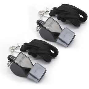 PAASTAI 2 Packs Whistles - Premium Whistles for Coaches with Lanyard, Coach Whistle, Whistle for Trainers - Delivering 130DB sound power for Better Communication and Command (Black)