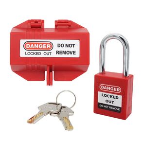 Plug Lockout Tagout with Safety Padlock for 110V-125V Medium Electrical Power Cord Plug Lock