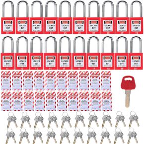 Lockout Tagout Locks, 20pcs Safety Locks Keyed Differently(Come with 1pcs Master Key) & 20pcs Lockout Tagout Tags, Lock Out Tag Out Padlocks Set, 2 Keys Per Lock(No.1-20)
