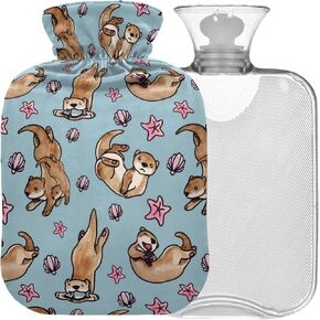 Naanle Watercolor Octopus Hot Water Bottle with Cover Transparent Warm Water Bottle 1L Hot Water Bag for Bed Hand Feet Warmer Pain Relief Hot and Cold Therapy in Kuwait