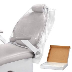 Dental Half Chair Covers - Disposable Dentist Clear Headrest Sleeve Plastic Protector, 27.5" x 24", Box of 225 Pcs