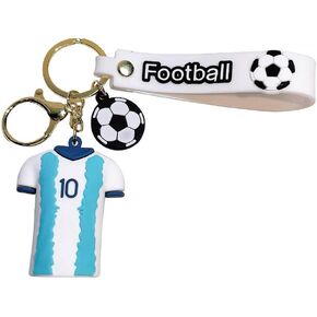 3D Silicone Global Iconic Messi Jersey Soccer Key Chain- Argentina Blue or Miami Pink.
