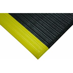 Tuf Sponge Light Duty Anti-Fatigue Workstation Mat - Black/Yellow. 3' W x 5' L x 3/8" Thickness. PVC Vinyl Sponge. Safety Rounded Edges. Light Industrial Applications (451.38x3x5BYL)