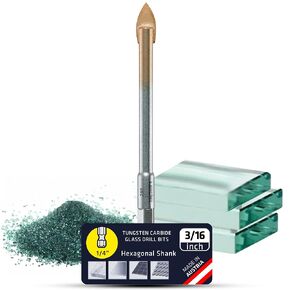 Alpen 3 pcs Glass Drill Bit Set - High Precision and Stable Performance Ceramic & Tile Drill Bit - Durable Glass Cutting Drill Bits