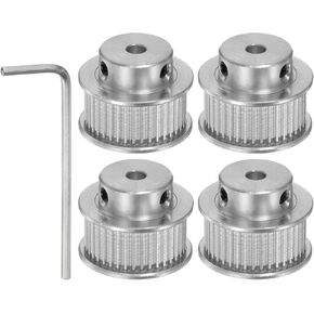4pcs 2GT Timing Pulley 36 Teeth 10mm Bore 25mm Dia. Aluminum Timing Belt Pulley with 2mm Hex Key Wrench for 6mm Width Belt 3D Printer CNC Machine Accessories, Silver Tone
