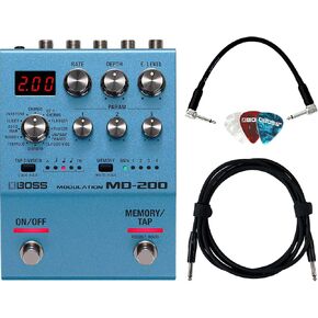 Boss MD-200 Modulation Pedal Bundle with 10ft Instrument Cable, 6in Patch Cable, and Picks
