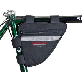 Bushwhacker Ketchum Black - Bicycle Frame Bag w/Reflective Trim Cycling Triangle Pack Bike Under Seat Top Tube Bag Front Rear Accessories