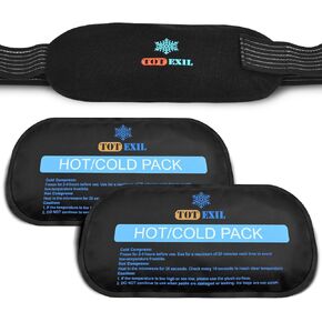 Ice Packs for Injuries Reusable, 6 Pack Soft Hot and Cold Compress Gel Ice Pack Set for Shoulder, Face, Knee, Adjustable Flexible Cold Packs for Pain Relief, Migraines, First Aid (Black)