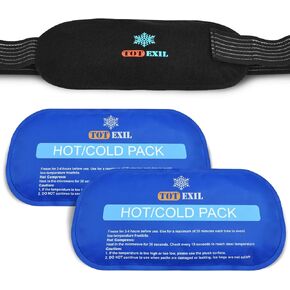 Ice Packs for Injuries Reusable, 6 Pack Soft Hot and Cold Compress Gel Ice Pack Set for Shoulder, Face, Knee, Adjustable Flexible Cold Packs for Pain Relief, Migraines, First Aid (Black)