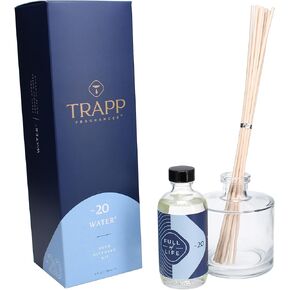 Trapp - No. 20 Water - Reed Diffuser Kit - 2 Sets of 12 Reeds, Scented Diffuser Oil (4 oz.), Vase - Long Lasting Scent Notes of Fresh Ozone, Aqueous Notes, and White Florals