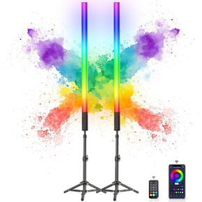 2 Pack Tube Light 85cm Handheld LED Tube Lights with Retractable Tripods, Music Mode, 500 Vivid Effects, for DJ Lighting, Dance Club and Photography，Light Painting，YouTube，Night Bar, Party