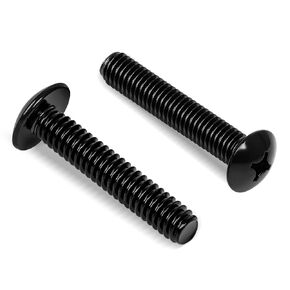 #6-32 x 1/2" Truss Head Machine Screws, Full Thread, 304 Stainless Steel Black Finish, 100 PCS