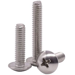 1/4-20 x 3/4" Truss Head Machine Screws, Phillips Drive, Fully Machine Thread, 18-8 Stainless Steel 304, Bright Finish, Pack of 50