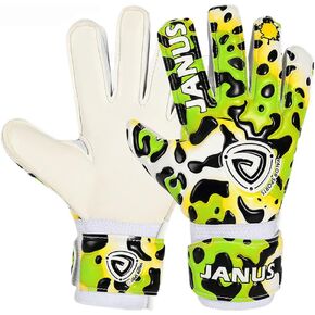 Janus Goalkeeper Gloves for Youth & Kids & Boys & Girls Goalie Gloves with Premium Quality Latex Palm & Back Hand, Finger Spine Protection & Double Layer Wristband