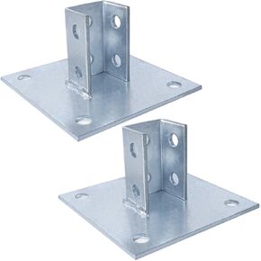 Skelang 2 Pcs Post Base, 4 Holes Square Mount for 1-5/8" Single Strut Channel Securing