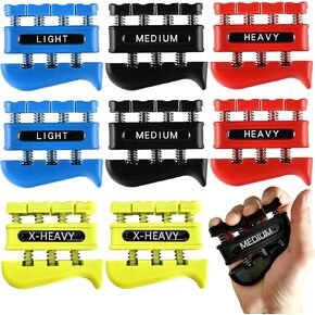 4 Weights Total 8 Piece Grip Strength Trainer Set,Hand Grip Finger Exerciser,Finger Strengthener,Work Fitness Musician Finger Relaxation