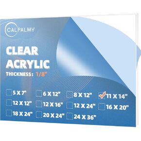 CALPALMY (2-Pack 11 x 14" Clear Acrylic Sheet Plexiglass – 1/8" Thick; Use for Craft Projects, Signs, Display Cases, Sneeze Guard and More; Cut with Cricut, Engraver, Saw or Hand Tools