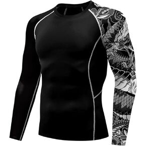 Men's Rash Guard Shirts Sun Protection UPF 50+ Long Sleeve BJJ Jiu Jitsu Fitness Running Fishing Swim T-Shirt