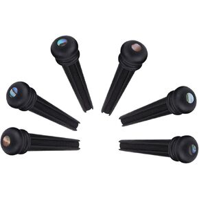 6Pcs Ebony Bridge Pins Ebony Guitar Bridge Pin With Abalone Dot Inlay Acoustic Guitar Replacement Parts