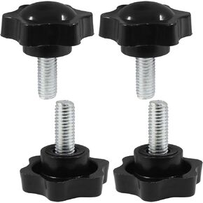 M8 x 50 Thread Star Knobs, Stainless Steel Hex Grip with Plastic Handle, Clamping Handles for Assortment Fixing (4 Pcs, Hex Shape)