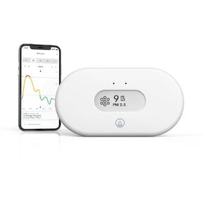 Airthings View Pollution - PM2.5 Air Quality Monitor, PM2.5 Sensor, Humidity & Temp - Smart Indoor Air Pollution Detector for City Pollution & Wildfire Smoke Monitoring - App, Battery Powered & WiFi