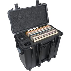 Case Club 50 Vinyl Records Case Hard-Shell, Protective, Pressure Valve, Folding Handle, Waterproof, Crushproof Case
