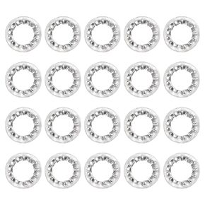 uxcell M10 50Pcs Internal Tooth Star Lock Washers, 304 Stainless Steel Tooth Locking Ring Washers Quick Speed Star Nut Locking Fastener, Silver