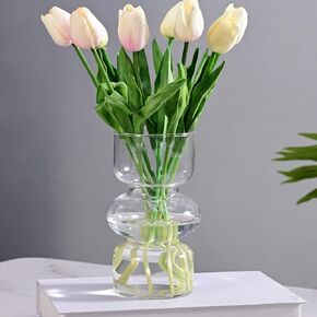 Clear Vases for Decor, 7 Inch Transparent Glass Vase Hydroponic Flower Vases Decorative for Home Décor Living Room Wedding Centerpieces Office Table (Clear)