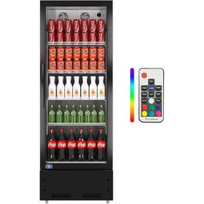 Commercial Display Refrigerator, Upright Swing Glass Door Merchandiser Fridge with LED Lightning, Reach-in Beverage Cooler for Shop Restaurant, ETL Approved, 8 Cu. Ft, Black