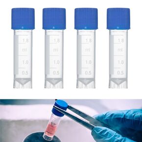 5ml 200PCS Cryo Tubes, Cryogenic Vial, Cryovial Tubes, Frozen Test Tubes, Plastic Self-Standing Tubes with Screw Caps, for Long Term Freezing