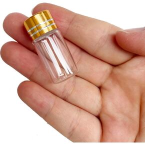 10pcs 16x35mm Tiny Mini Small Clear Bottles Glass Vials 3ml with Caps Gold
