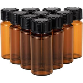 20pcs 3ml Mini Amber Glass Vials With Screw Caps, Small Bottles Sample Vials for Essential Oil and Perfume